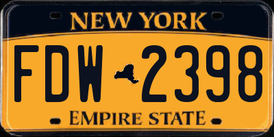 NY license plate FDW2398