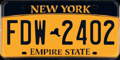 NY license plate FDW2402