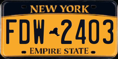 NY license plate FDW2403