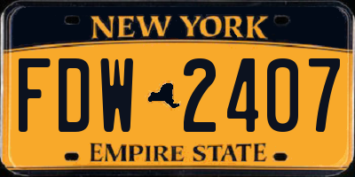 NY license plate FDW2407