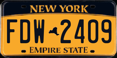 NY license plate FDW2409