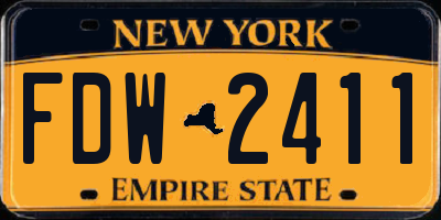 NY license plate FDW2411