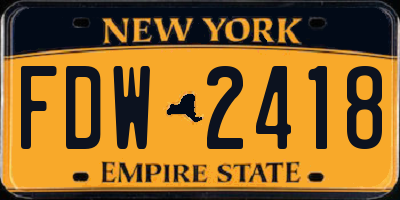 NY license plate FDW2418
