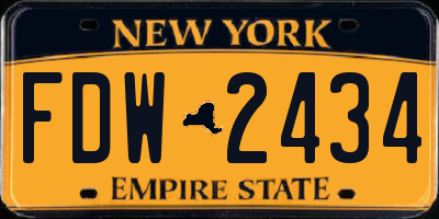 NY license plate FDW2434