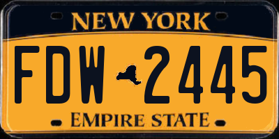 NY license plate FDW2445