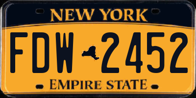 NY license plate FDW2452