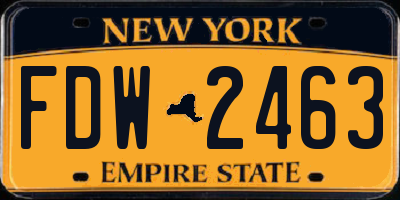 NY license plate FDW2463