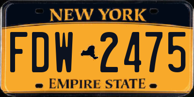 NY license plate FDW2475