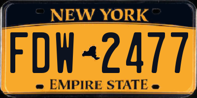NY license plate FDW2477