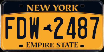 NY license plate FDW2487