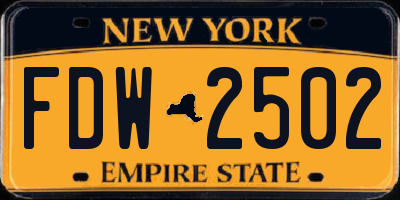 NY license plate FDW2502