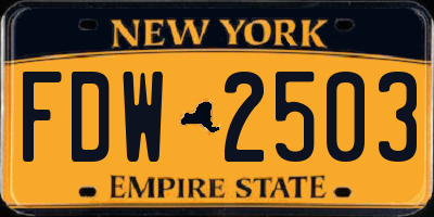 NY license plate FDW2503