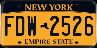 NY license plate FDW2526