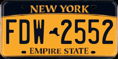 NY license plate FDW2552