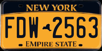 NY license plate FDW2563