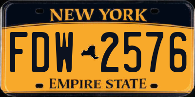 NY license plate FDW2576