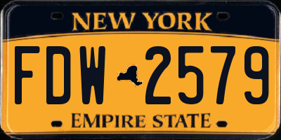 NY license plate FDW2579