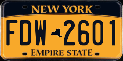 NY license plate FDW2601