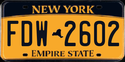 NY license plate FDW2602