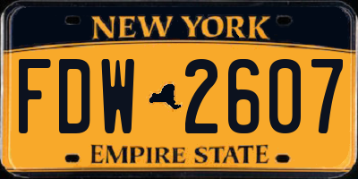 NY license plate FDW2607