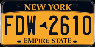 NY license plate FDW2610