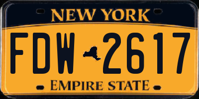 NY license plate FDW2617