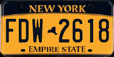 NY license plate FDW2618
