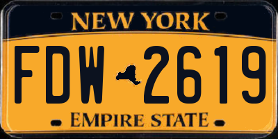 NY license plate FDW2619