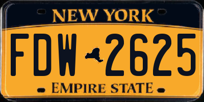 NY license plate FDW2625