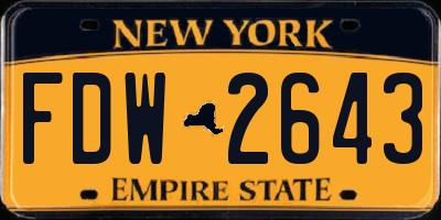 NY license plate FDW2643