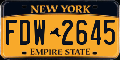 NY license plate FDW2645
