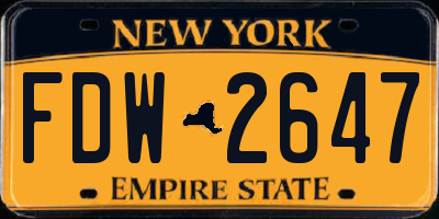 NY license plate FDW2647
