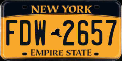 NY license plate FDW2657