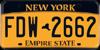 NY license plate FDW2662