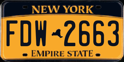 NY license plate FDW2663