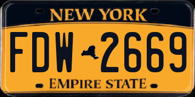 NY license plate FDW2669