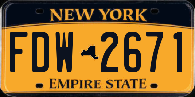 NY license plate FDW2671