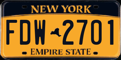 NY license plate FDW2701