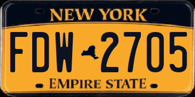 NY license plate FDW2705