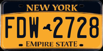NY license plate FDW2728