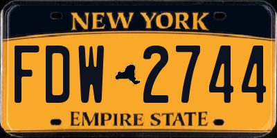 NY license plate FDW2744