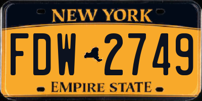 NY license plate FDW2749