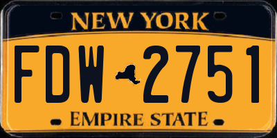 NY license plate FDW2751