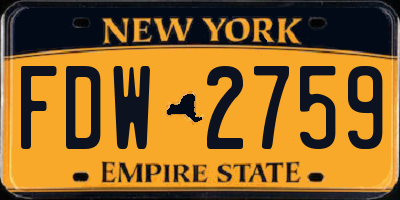 NY license plate FDW2759