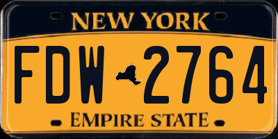 NY license plate FDW2764