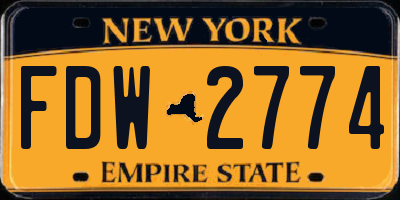 NY license plate FDW2774