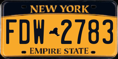 NY license plate FDW2783