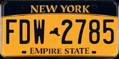 NY license plate FDW2785