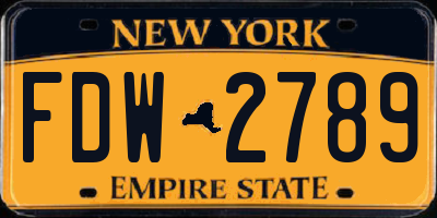 NY license plate FDW2789