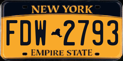 NY license plate FDW2793